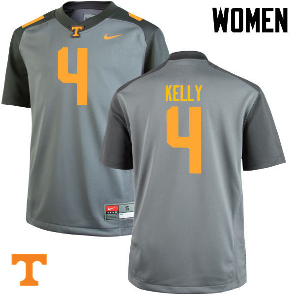Women #4 John Kelly Tennessee Volunteers College Football Jerseys-Gray